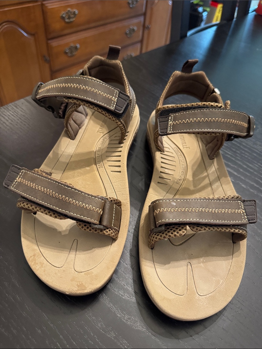 SIZE 12 Margaritaville Brown Tan Mens Adjustable Strap Sandals
